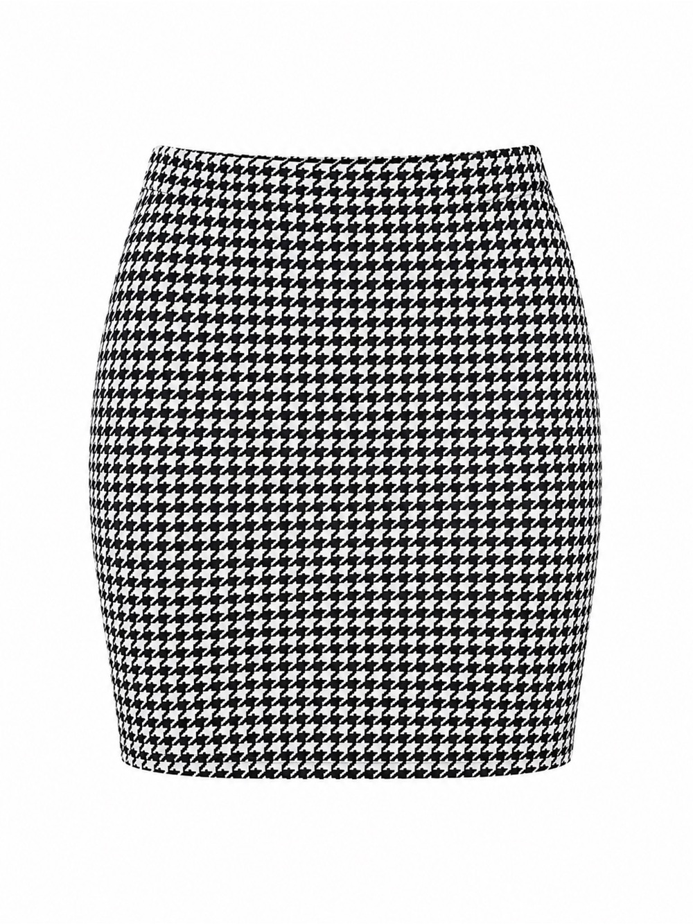 Naked Wardrobe Houndstooth Mini Skirt Size Large Black White Stretch Bodycon